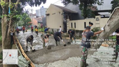 TMMD Ke-127 Kodim 0508/Depok Percepat Pengerasan Jalan GDC Gardenia, Capai 40 Persen