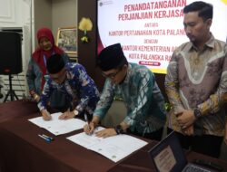 Kantor Pertanahan Palangka Raya dan Kementerian Agama Tandatangani Perjanjian Kerja Sama Percepat Sertifikasi Tanah Wakaf