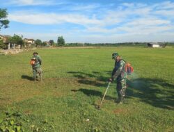 Jelang Penutupan TMMD Reguler ke-128 Kodim Pati, Pembersihan Lapangan Desa Gunungpanti Mulai Dilakukan