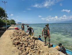 Semangat Gotong Royong, Warga dan Satgas TMMD Kumpulkan Batu untuk Material Rabat Jalan di Desa Polewali