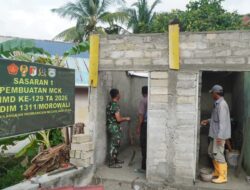 Plester Dinding MCK Masjid Quba Desa Umbele Terus Berlanjut bukti nyata kinerja Satgas TMMD