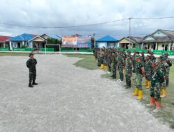 Komandan SSK Pimpin Apel Pengecekan Personel Satgas TMMD Ke-129 Kodim 1311/Morowali di Desa Umbele