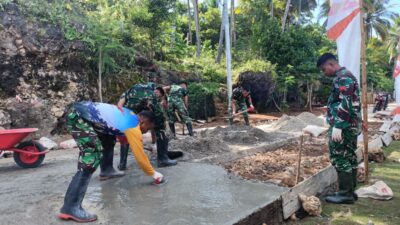 Satgas TMMD Ke-129 Kodim 1311/Morowali Kejar Penyelesaian Rabat Beton Jalan