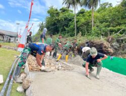 Progres Pekerjaan Rabat Beton Jalan Desa Polewali Terus Berjalan
