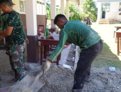 Semangat Satgas TMMD dan Masyarakat, Pengecoran Lantai SDN Polewali Terus Dilanjutkan