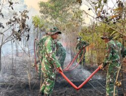 Hadapi Api dengan Sigap, Personel Brigif TP 32/Mangkalihat Cepat Tangani Karhutla
